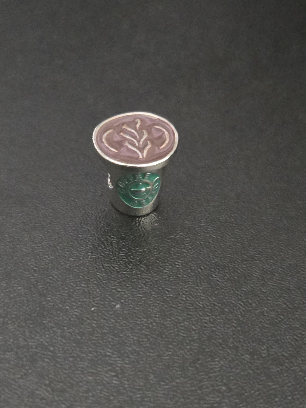Silver Charm Bead with Purple and Green Enamel